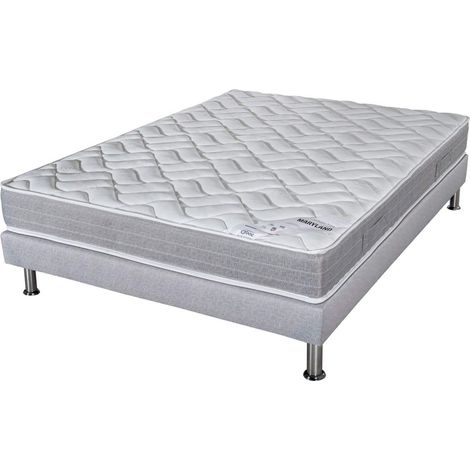 Matelas mousse + Sommier Gris clair 140x190 Maryland - Hauteur 20 cm - Soutien ferme (1/5)