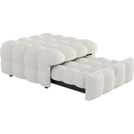 Pouf letto 2-in-1 estensibile in bouclette beige HOMVRA (1/5)