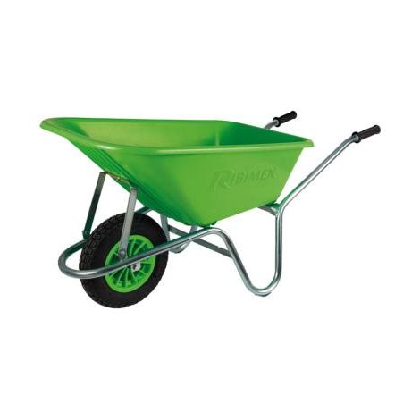 Ribimex – Brouette de jardin 100 litres – Bac plastique vert – 1 roue – Charge maximale 150 kg – PRGC100P (1/2)