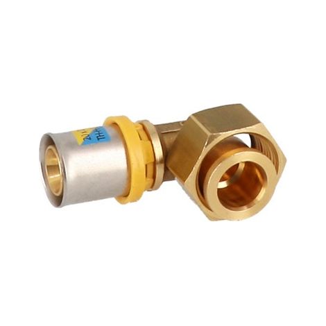 ANGOLO DADO GIREVOLE E SEDE PIANA CON GUARNIZIONE PRESSARE MULTISTRATO 3/4" x 26