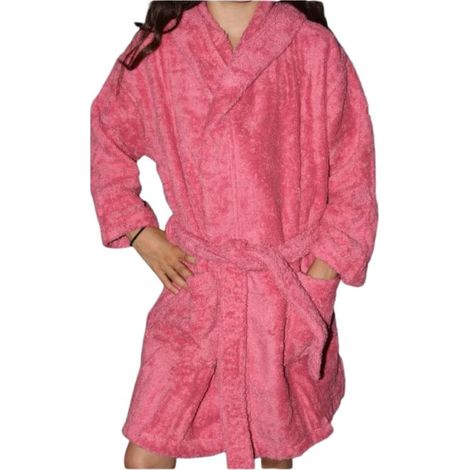 Peignoir en coton Bio enfant, coloris framboise, Taille 10 ans (1/2)