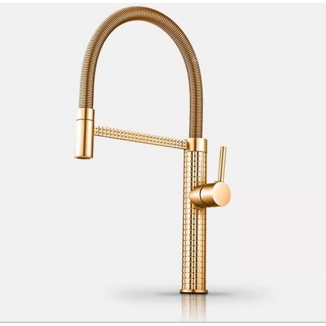 Cross-border trade kitchen faucet, universal telescopic rotating sink/vegetable basin high-pressure pull-out hot and cold water faucet - Gold version