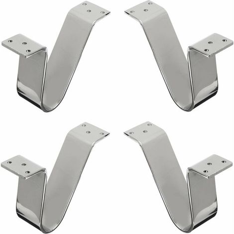 Lot de 4 pieds de meuble en métal 120mm – Finition chrome poli – A visser pour meubles TV, canapés, buffets, tables et bureaux (1/2)