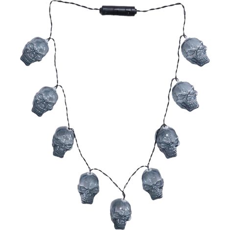 (New Skull C) Halloween-Kürbis-Lichterkette, Geister-Totenkopf-Kürbis-Halskette, Dekorative Lichterkette (90 cm) Material: ABS (1/2)