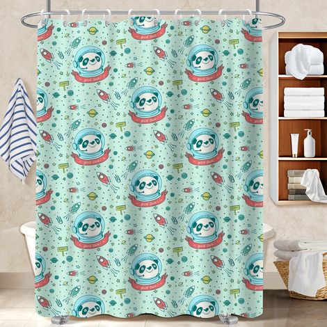 Rideau de douche tissu polyester 180x180 poids aux ourlets séparation douche pour salle de bain moderne (1/5)