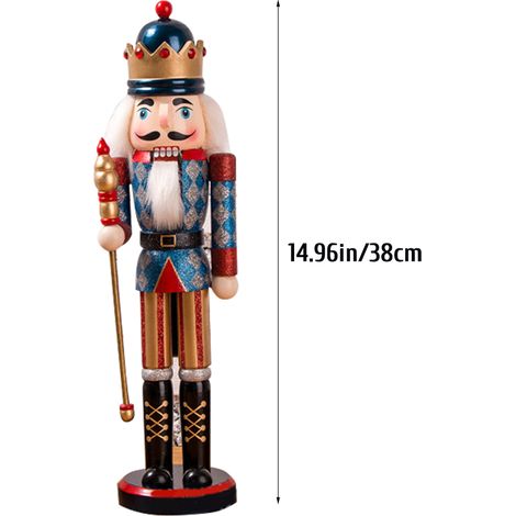 Figurines de casse-noisette en bois de 38 cm, idéales pour décorer la maison, les fêtes de Noël et le Nouvel An. Cadeau parfait pour les enfants. (1/5)