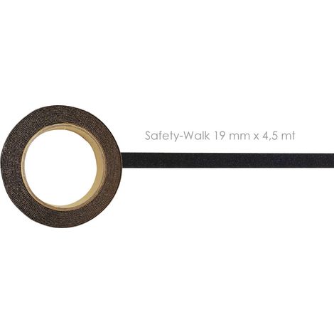Rotolo Adesivo Antiscivolo Safety Walk, Nero - Dimensione: 19 MM X 4,5 MT