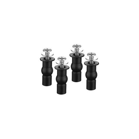 Fixation Abattant WC Vis, 4 Pièces Vis D'expansion pour Toilettes, Siège Charnière, Rechange pour Charnières en Haut, Noir