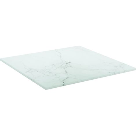 Maison Exclusive - Piano Tavolo Bianco 30x30 cm 6 mm Vetro Temperato Design Marmo