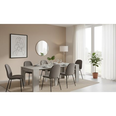 Consolle Allungabile - 10 Posti Allungabile, Grigio Cemento, -, 90x51x78h cm Londrina