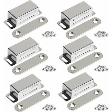Aimants de porte de meubles, aimants puissants en acier inoxydable de 10 kg pour armoires de porte (paquet de 6 avec vis) (1/5)