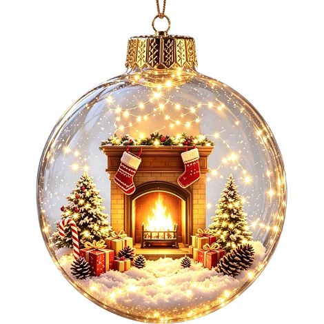 Boule de Noël lumineuse en acrylique, boule de cristal artisanale de style américain, décoration de Noël à suspendre pour la maison (1/5)
