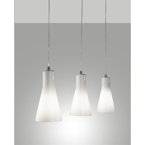 Suspension Diana en métal chromé et verre soufflé, design élégant, 3 ampoules avec douille E27, idéale pour les intérieurs, 2753-47-138