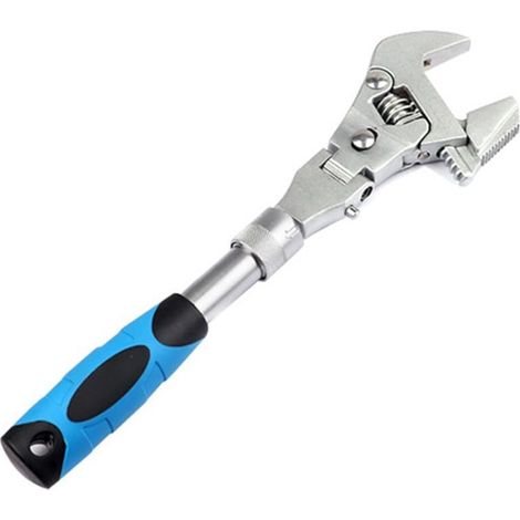 Clé à molette multifonction 5 en 1 de 25 cm avec cliquet, pliable à 180°, rotative, en acier chromé, convient pour l'eau, l'électricité, les climatiseurs et autres appareils, argent (baggée) (1/5)