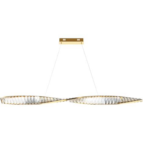Maytoni Krone Lampadario moderno a sospensione da soffitto da 120 cm in ottone 3000K 2600lm con paralume in cristallo (1/5)