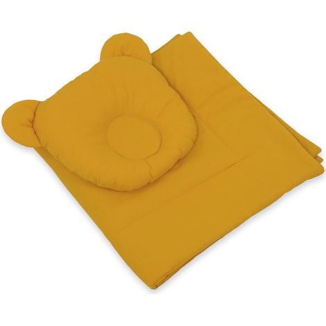 Ropa de cama para bebé con relleno, edredón y almohada contorneada Teddy Bear - conjunto de 2 piezas - mostaza (1/5)