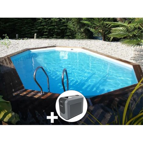 Kit piscine bois Gré Grenade 2 4,36 x 3,36 x 1,17 m + Poolican