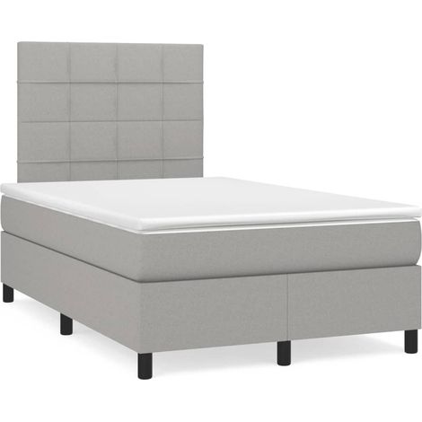 Sommier à lattes de lit matelas LED gris clair 120x190 tissu (1/5)