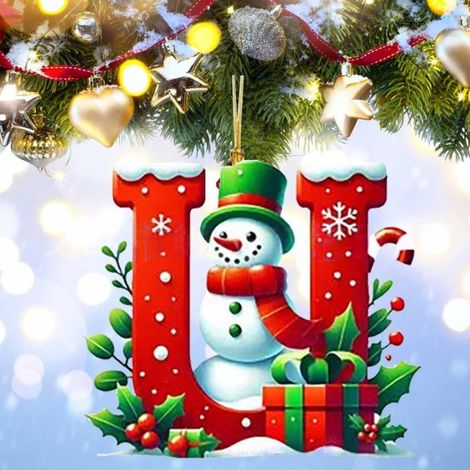 Irovami Pendentif plat en acrylique pour sapin de Noël, pendentif de décoration de Noël pour la maison U