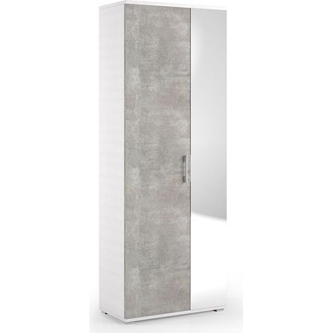 Mueble De Baño Polivalente De Hormigón Y Blanco Con Espejo (1/2)
