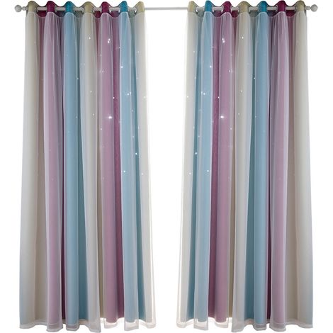 Verdunkelungsvorhang für Kinder mit doppellagigem Sternenmuster – Polyestergewebe, 1 Paneel 135 x 241 cm – Schwarz (1/5)