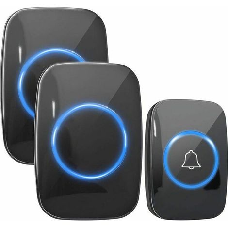 Sonnette radio portable étanche avec 2 récepteurs pour la prise, kit sonnette sans fil économique avec portée de 300m et 38 mélodies (1/4)