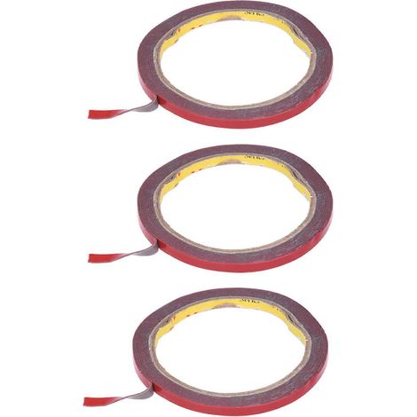 Rolle extra starkes und dauerhaftes doppelseitiges Schaumstoffklebeband, rot, 6 mm x 3 m, für Fahrzeuge. (1/3)