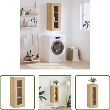 Holzschrank - Wandschrank Sonoma-Eiche 34,5x34x90 cm (1/5)
