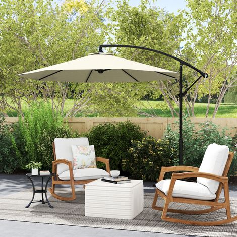 Ombrellone Decentrato da Giardino con Base a Croce Inclusa, in Metallo e Poliestere, 3x2.5 m, Beige
