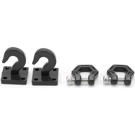 2 pièces Crochet de Remorque Métallique pour Pièces Détachées RC, Compatible SCX10 90046 Trx4 D90 1/10 Voiture Télécommandée - Noir (1/5)