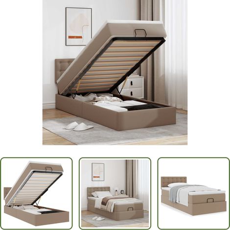 vidaXL Matelas à ressorts ensachés - Lit ottoman et matelas cappuccino 90x190 cm similicuir (1/5)