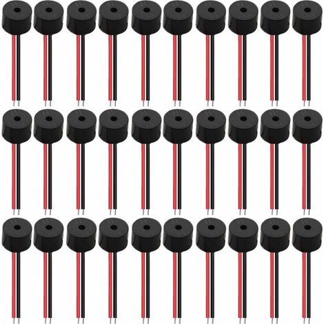 30 Pcs Electronic Buzzer DC 3V 5V 6V 9V 12V 85dB Alarme Sonore Électronique Buzzer Système d'Alarme Sirène 12v, avec CâbleSon Continu Buzzer, pour Circuits Physiques,SEMAket (1/5)