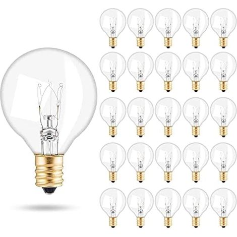 Ampoules de Remplacement G40, 25 PCS E12 Ampoules en Verre Globe G40 7W Globe Ampoule Extérieure Résistance à leau IP44 Blanc Chaud pour la Fête à la Maison
