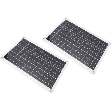 Kit de 2 panneaux solaires 18 W 18 V en silicium polycristallin, chargeur solaire portable USB Type C avec pince pour batterie, pour voiture, camping-car, bateau. (1/5)