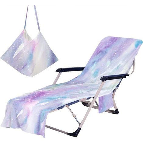 Housse de Chaise de Plage Serviette de Plage Microfibre avec Poche Latérale, Couverture de Chaise Longue de Plage pour Eté Bain de Soleil, Vacances, Jardin (75x210cm, C15) (1/5)