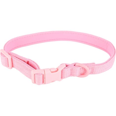 Weiches und atmungsaktives Hundehalsband aus Polyester, verstellbar, einfarbig, mit Schnalle, für den Außenbereich, rosa, Größe M, Breite 2 cm, verstellbar von 31 bis 50 cm (1/5)
