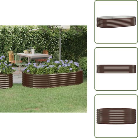 Lit surélevé de jardin Acier enduit de poudre marron - Jardiniere Surélevée - Bac À Fleurs - Pot De Fleurs Extérieur - Décoration Jardin - Plante Extérieure (1/5)
