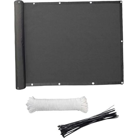 Wetterbeständiger Sichtschutz für Balkone (HDPE), ideal für Terrassen, Patios, Gärten, Außenpools, Veranden und Geländer, 118 x 35 Zoll, schwarz