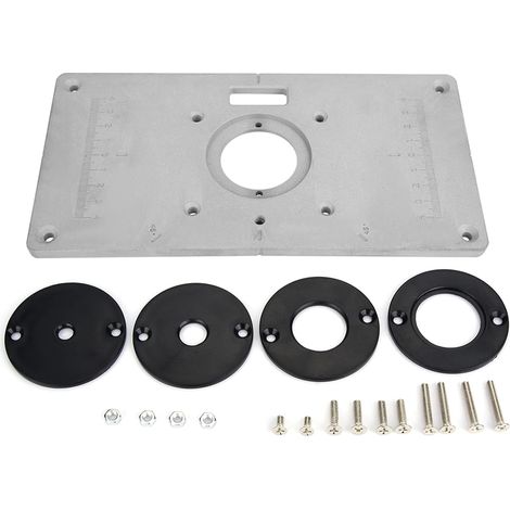 Routeur Inserts Anneaux, Alliage d'aluminium 9,3 × 4,7 × 0,3in/235mm x 120mm x 8mm Table Insert Plate Aluminium Woodworking DIY Router Aluminium Flip Board (1/5)