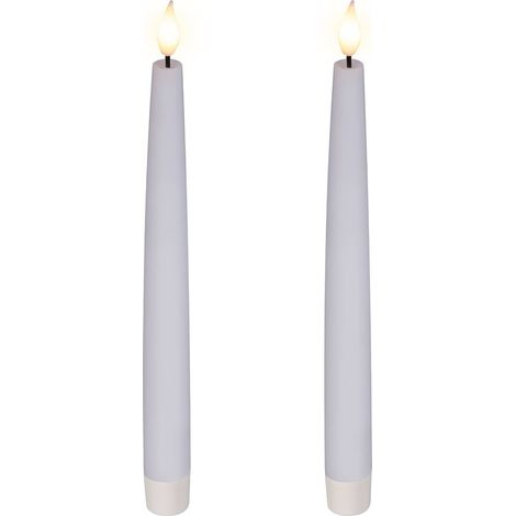 Batt. LED Spitzkerzen weiß Wachs Ø 2,2 cm H: 24,5 cm ww (1/2)