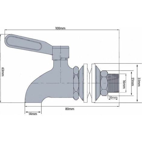 Remplacement de robinet de distributeur de boissons,Robinet de Tonneau du Vin et de la Bière ou de Boisson en Acier Inoxydable, Inusable,16mm Robinet de rechange pour distributeur (1/4)