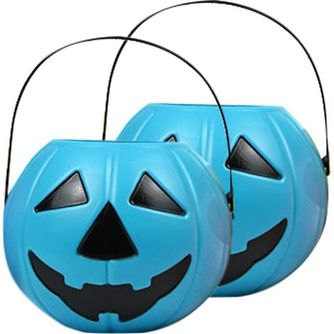 CCYKXA 2-teiliges Halloween-Deko-Eimer-Set, Eimer für Süßes oder Saures, Kürbislaternen, Halloween-Süßigkeitenkörbe, Neu (1/5)