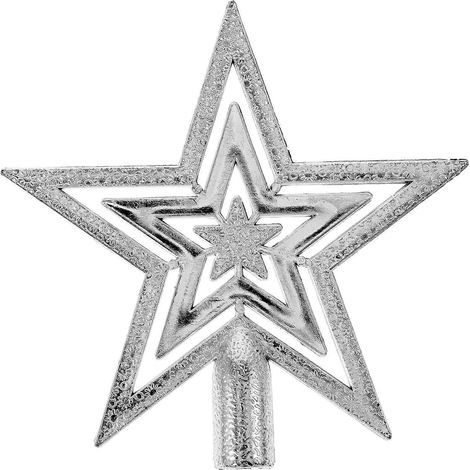 Étoile de Noël de 10 cm pour sapin - Décoration festive (Argent)-Silver (1/3)