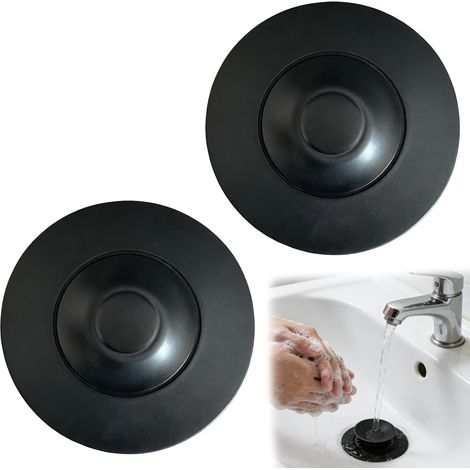 Bouchon Baignoire 2 Pièces Universel Filtre Cheveux Douche Bouchon Noir Evier Bouchons de Vidange en Silicone Universel pour Lavabo, évier, Douche, Cuisine et Autres Scènes Bouchon d'évier universel (1/5)