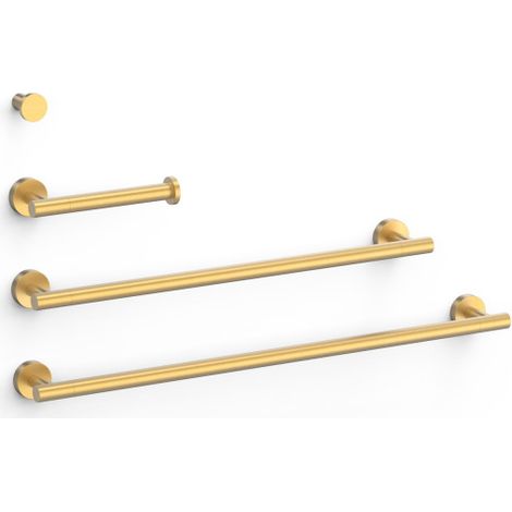 Ensemble de 2 Porte-serviettes et 1 Dérouleur à papier WC Or Mat 24K - TRES 09598102OM