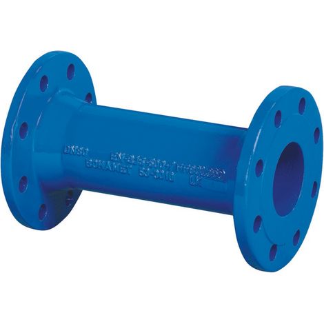 Conector de doble brida FF DN100x500, PN10, para agua, hierro fundido gris GJL