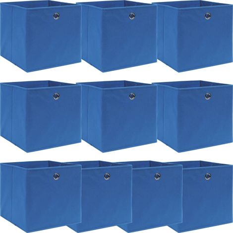 Boîtes de rangement 10 pcs Bleu 32x32x32 cm Tissu