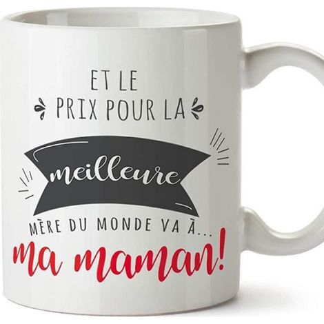 1 Tasse, Céramique, Blanc, 350 ml, Cylindrique, Micro-ondes, Lave-vaisselle, Cadeau Fête des mères (1/4)