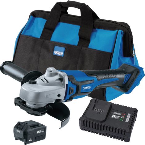 Draper 70368 D20 20V Angle Grinder Kit, 1 x 4.0Ah Battery, 1 x Fast Charger in 28L Tool Bag (1/5)