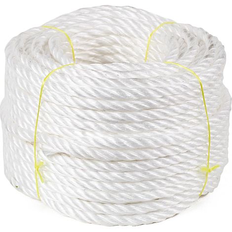Flandria Corda in polipropilene, diametro 6 mm x 100 m, carico di rottura, 560 kg, colore: Bianco